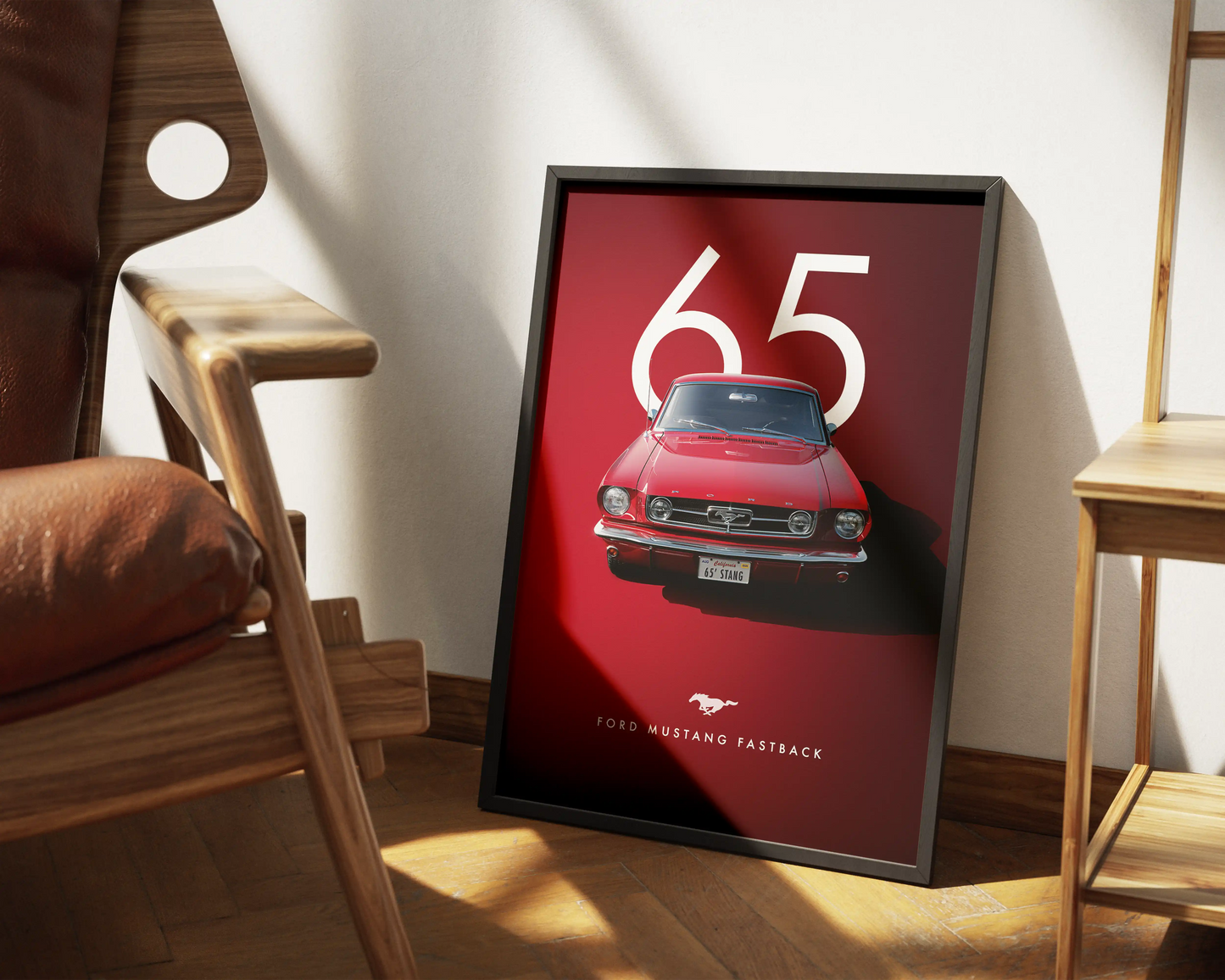 Ford Mustang 65 Red Poster